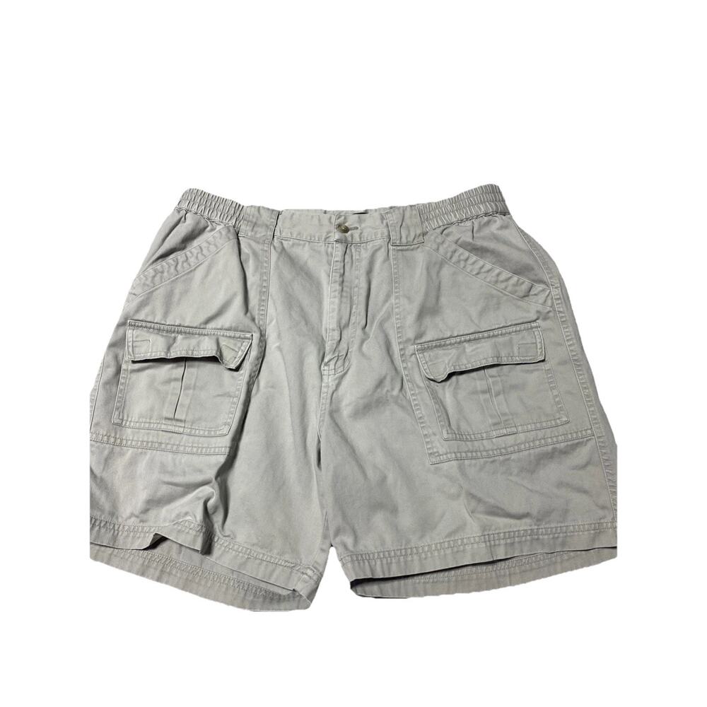 Croft Barrow Shorts Mens Tag 38 Actual 34 Gray Cargo Elastic Stretch School
